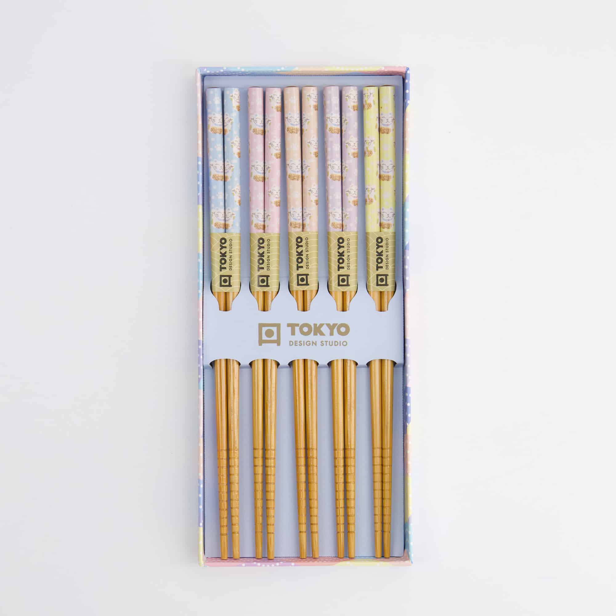 Tokyo Design Studio – Eetstokjes Giftset – Set van vijf – Lucky Cat – Blauw - Afbeelding 4