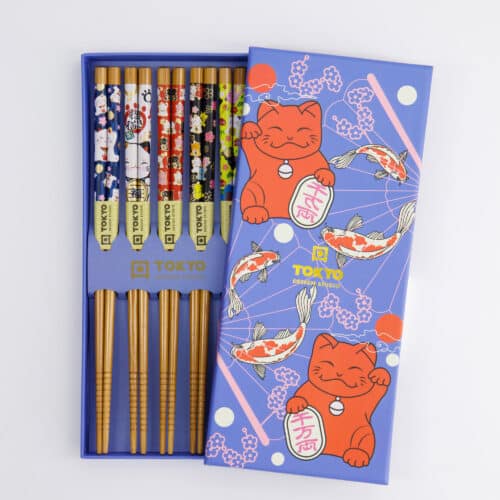 Tokyo Design Studio - Eetstokjes Giftset - Set van vijf - Lucky Cat & Koi Karper