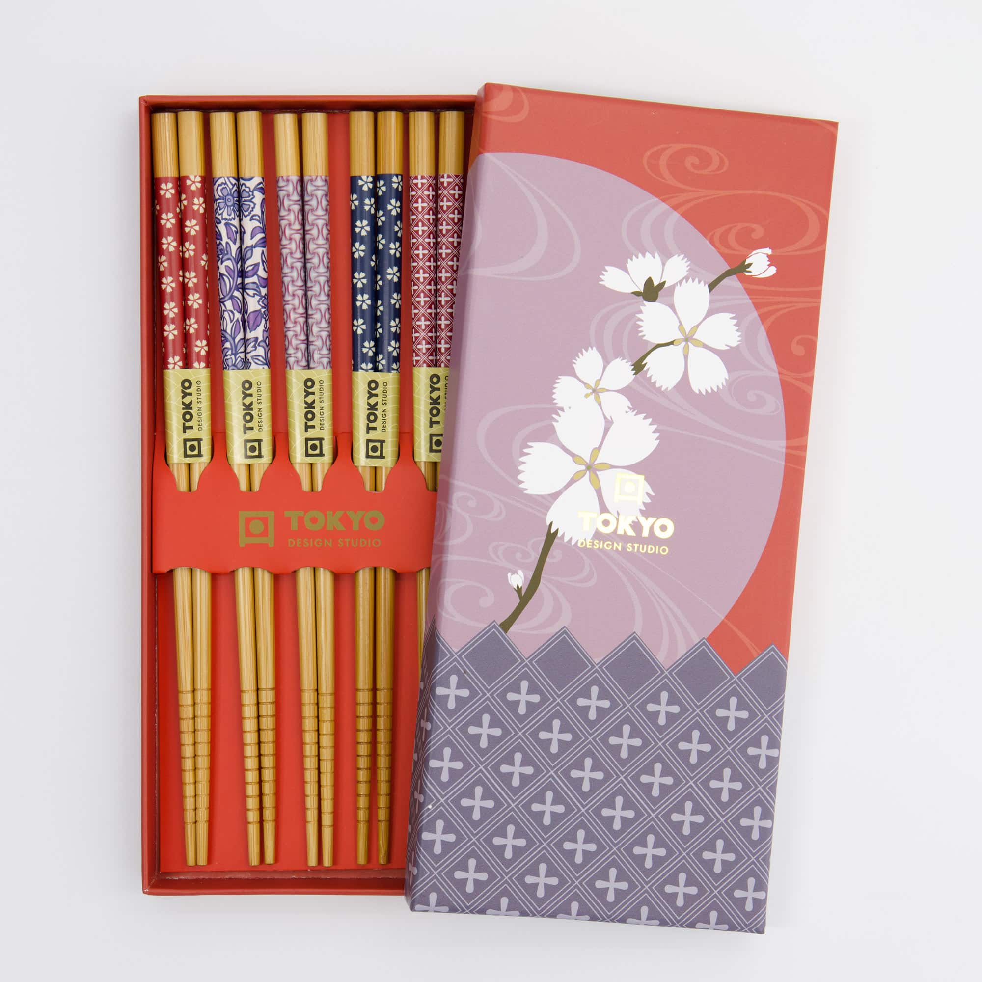 Tokyo Design Studio – Chopsticks Giftset – Set van vijf – Sakura – Japanse Eetstokjes Cadeauset