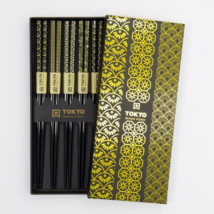 Tokyo Design Studio – Eetstokjes Giftset – Set van vijf – Goud