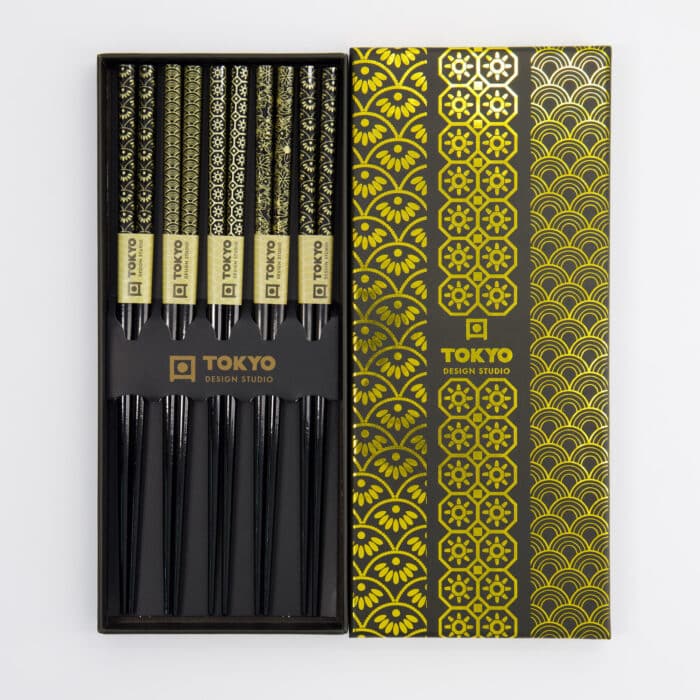Tokyo Design Studio – Eetstokjes Giftset – Set van vijf – Goud - Afbeelding 2