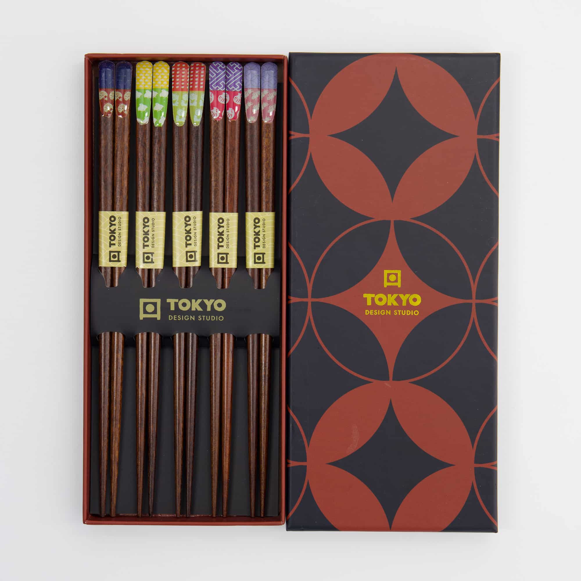 Tokyo Design Studio – Chopsticks Giftset – Set van vijf – Rood Zwart - Afbeelding 2