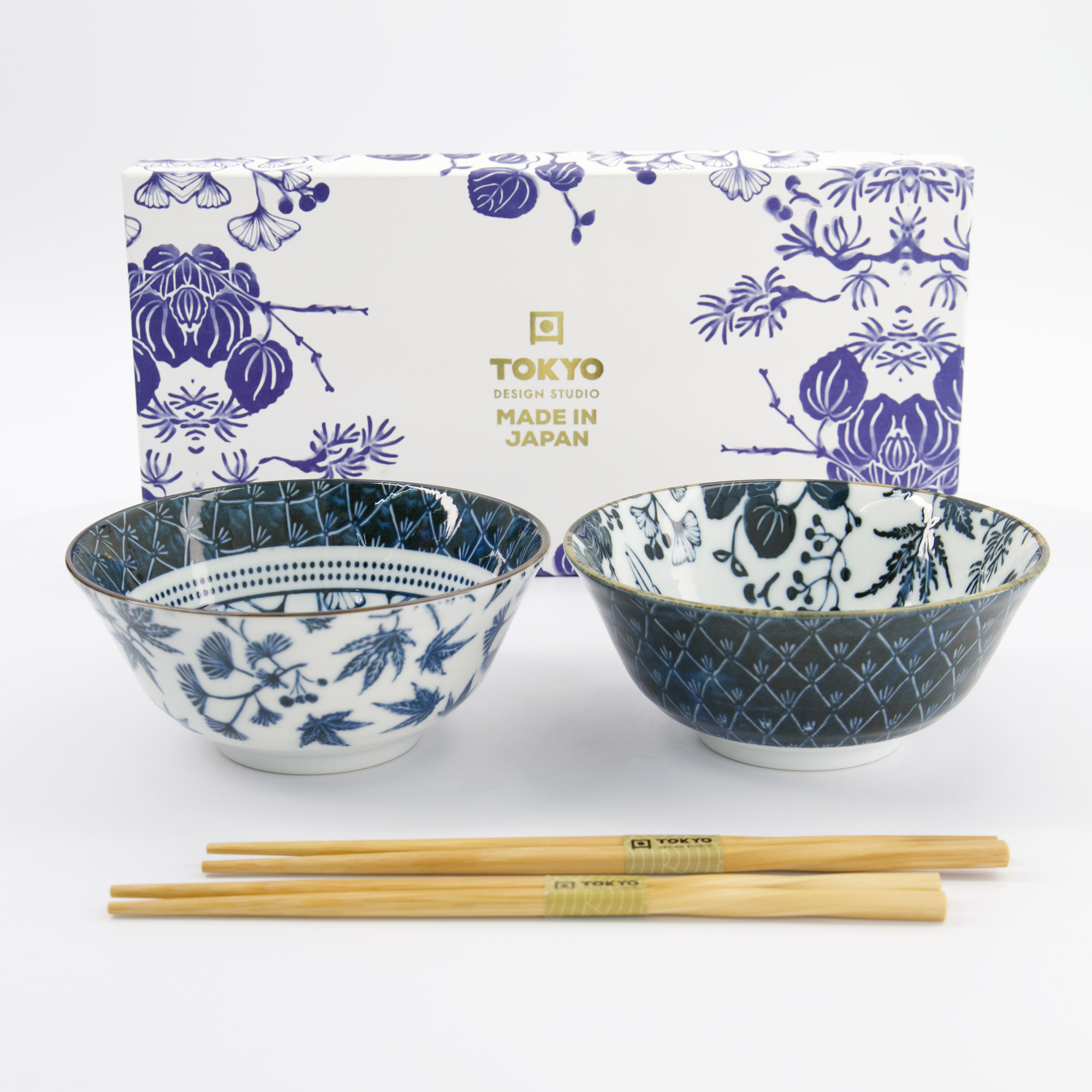 Tokyo Design Studio - Flora Japonica - Tayo Geschenkset 2-delig met eetstokjes - 15,2x6,7 cm - Kraanvogel & Ginkgo