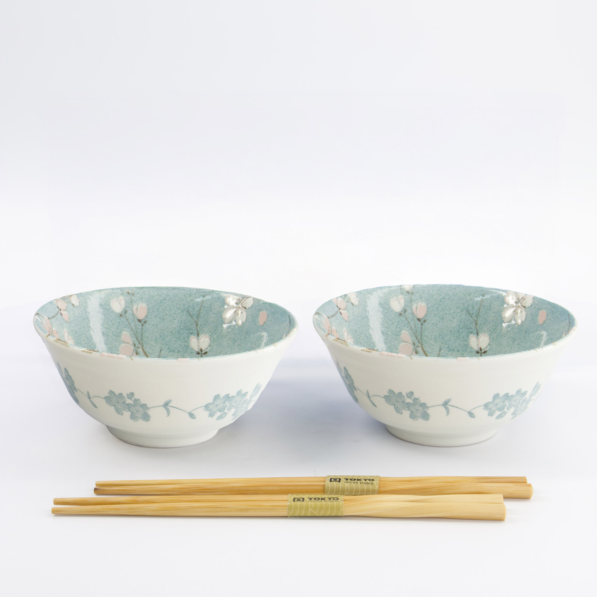 Tokyo Design Studio - Fujisakura - Tayo Kom Geschenkset 2 stuks met eetstokjes - 15,2x6,7cm - 500ml - Groen - Afbeelding 3