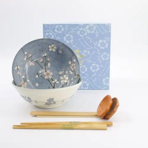 Tokyo Design Studio - Kommen Set - Fujisakura - 6-delige Ramen Cadeauset - 21x7.8cm - 1000ml - Grijs