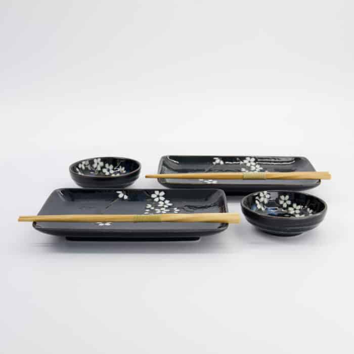 Tokyo Design Studio - Cobalt Blue Sakura - 6-delige Sushi Cadeauset - 20,5x13,2x2,5cm & 9,5x3cm - Afbeelding 2