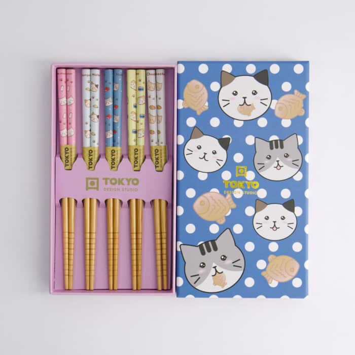 Tokyo Design Studio - Children Chopstick Giftset/5 - Cats Tayaki - Afbeelding 2