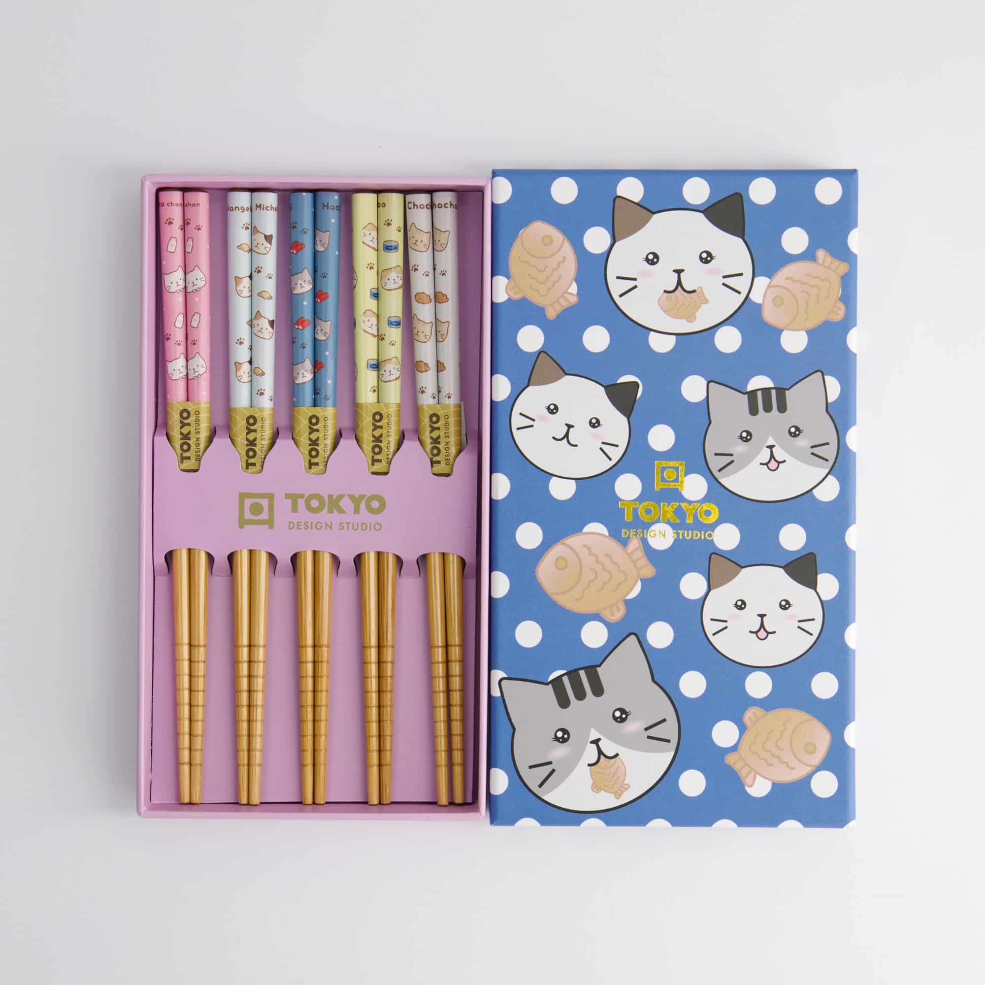 Tokyo Design Studio - Children Chopstick Giftset/5 - Cats Tayaki - Afbeelding 2