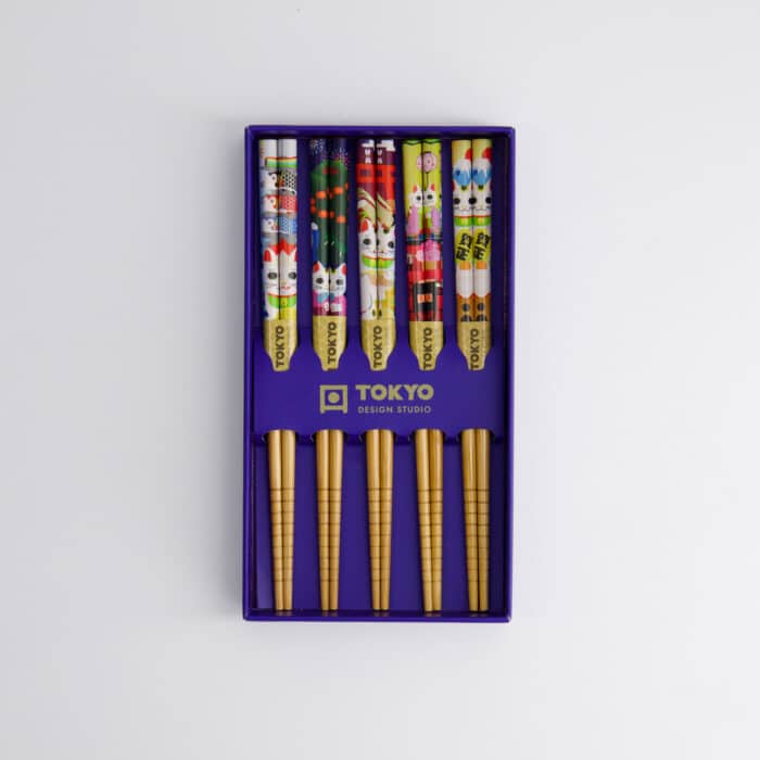 Tokyo Design Studio - Children Chopstick Giftset/5 - Lucky Cats & Koinobori - Afbeelding 3