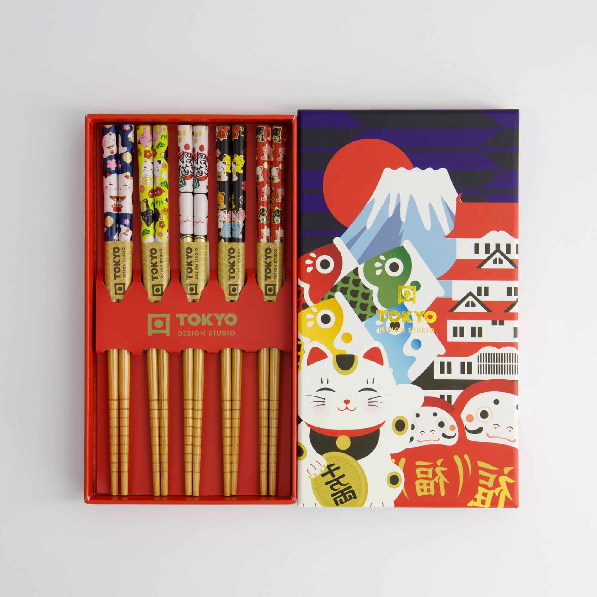 Tokyo Design Studio - Children Chopstick Giftset/5 - Lucky Cats Japan - Afbeelding 2