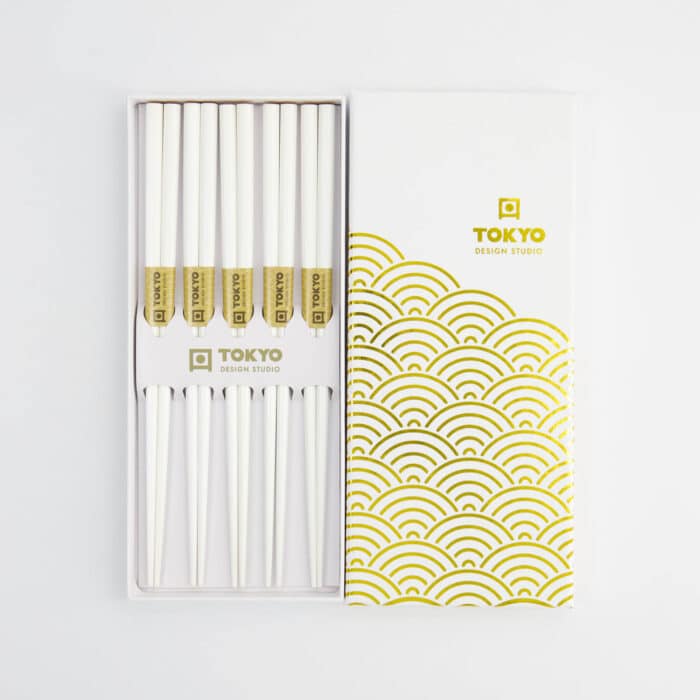 Tokyo Design Studio – Eetstokjes Giftset – Set van vijf – Gold Wave - Afbeelding 2