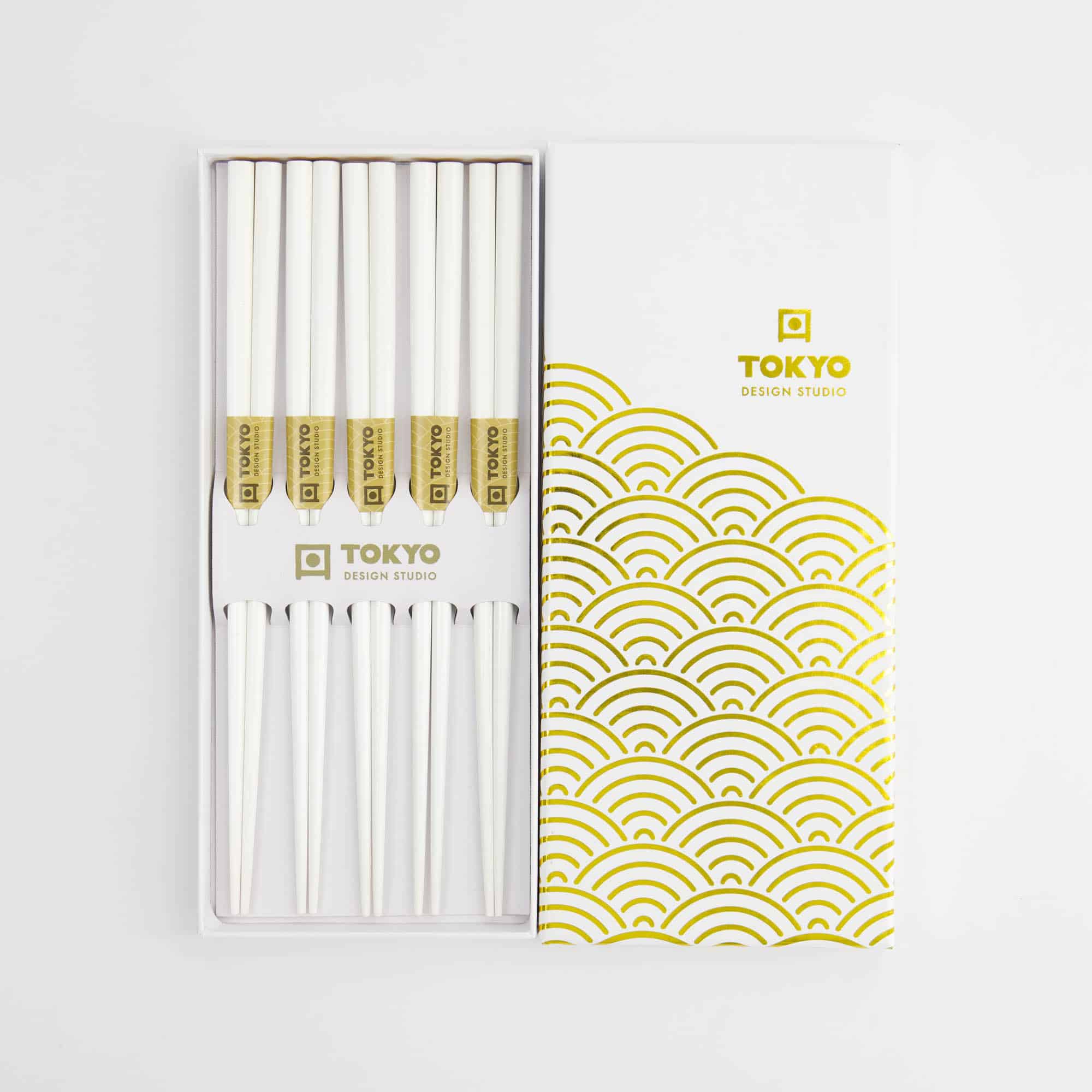 Tokyo Design Studio – Eetstokjes Giftset – Set van vijf – Gold Wave - Afbeelding 2