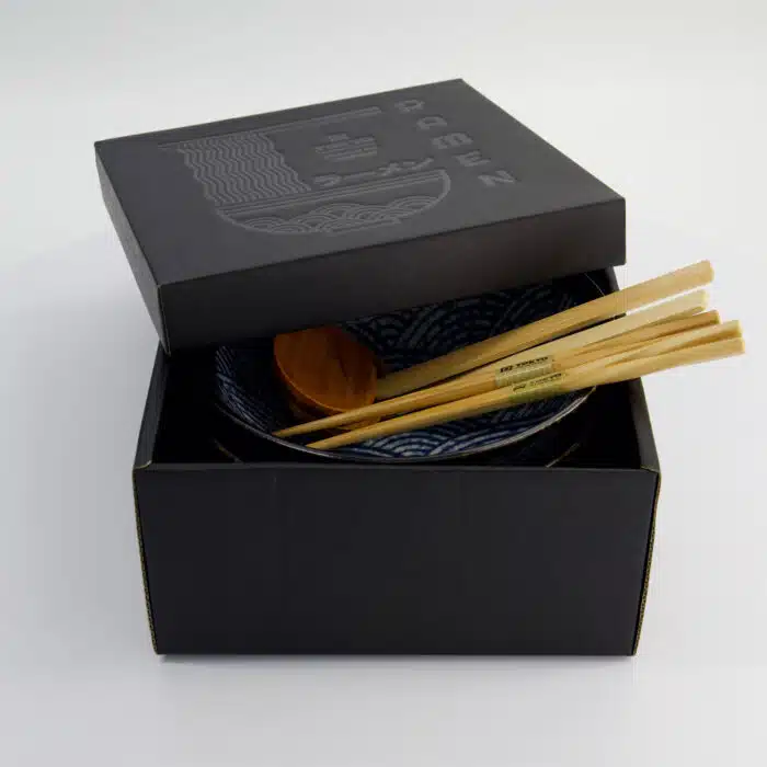 Tokyo Design Studio - Aisai Seigaiha - Ramen Kommen Giftset - 6-delig - Blauw - 21.5x9cm - 1300ml - Afbeelding 4