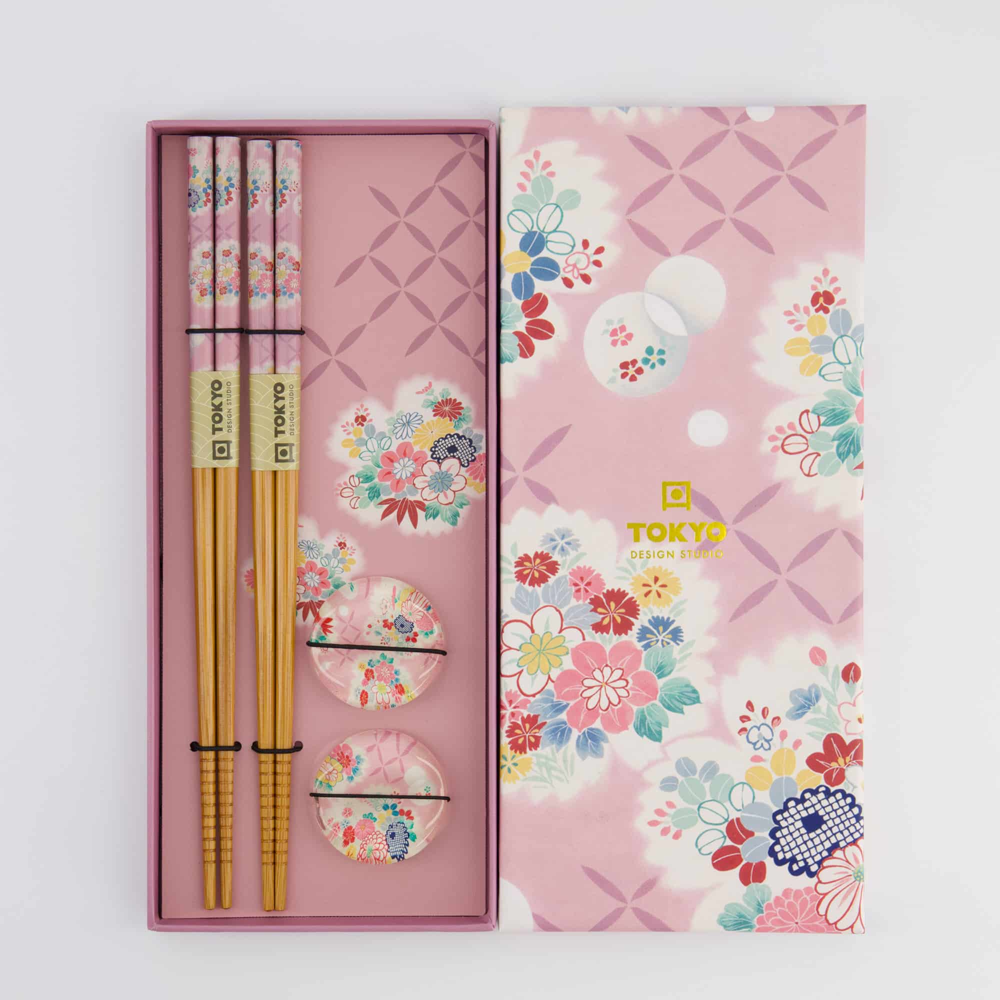 Tokyo Design Studio - Chopstick Giftset - Pink Flower - Vierdelig - Afbeelding 3