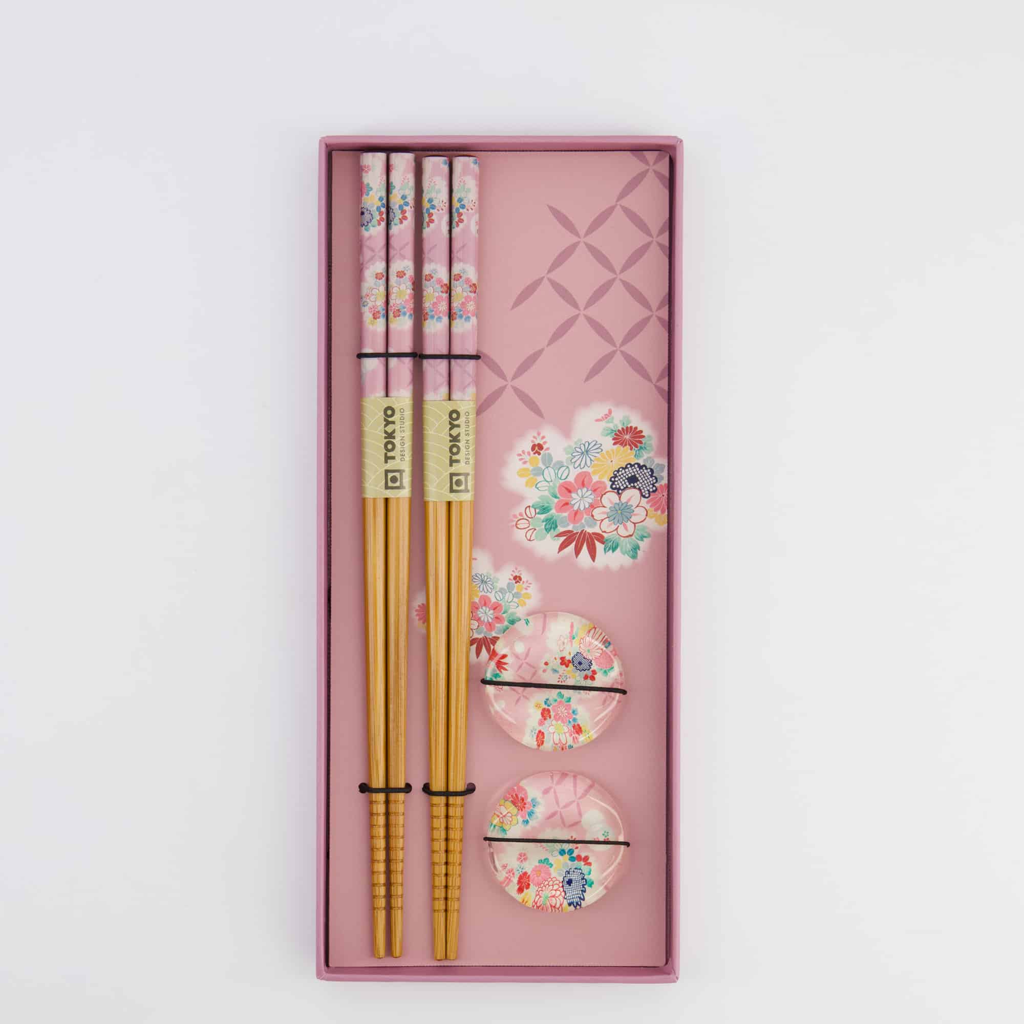 Tokyo Design Studio - Chopstick Giftset - Pink Flower - Vierdelig - Afbeelding 2