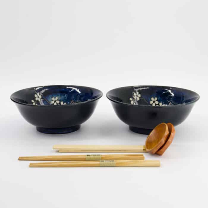 Tokyo Design Studio - Cobalt Blue Sakura - 6-delige Ramen Giftset - 20,5x8cm - 1200ml - Afbeelding 3