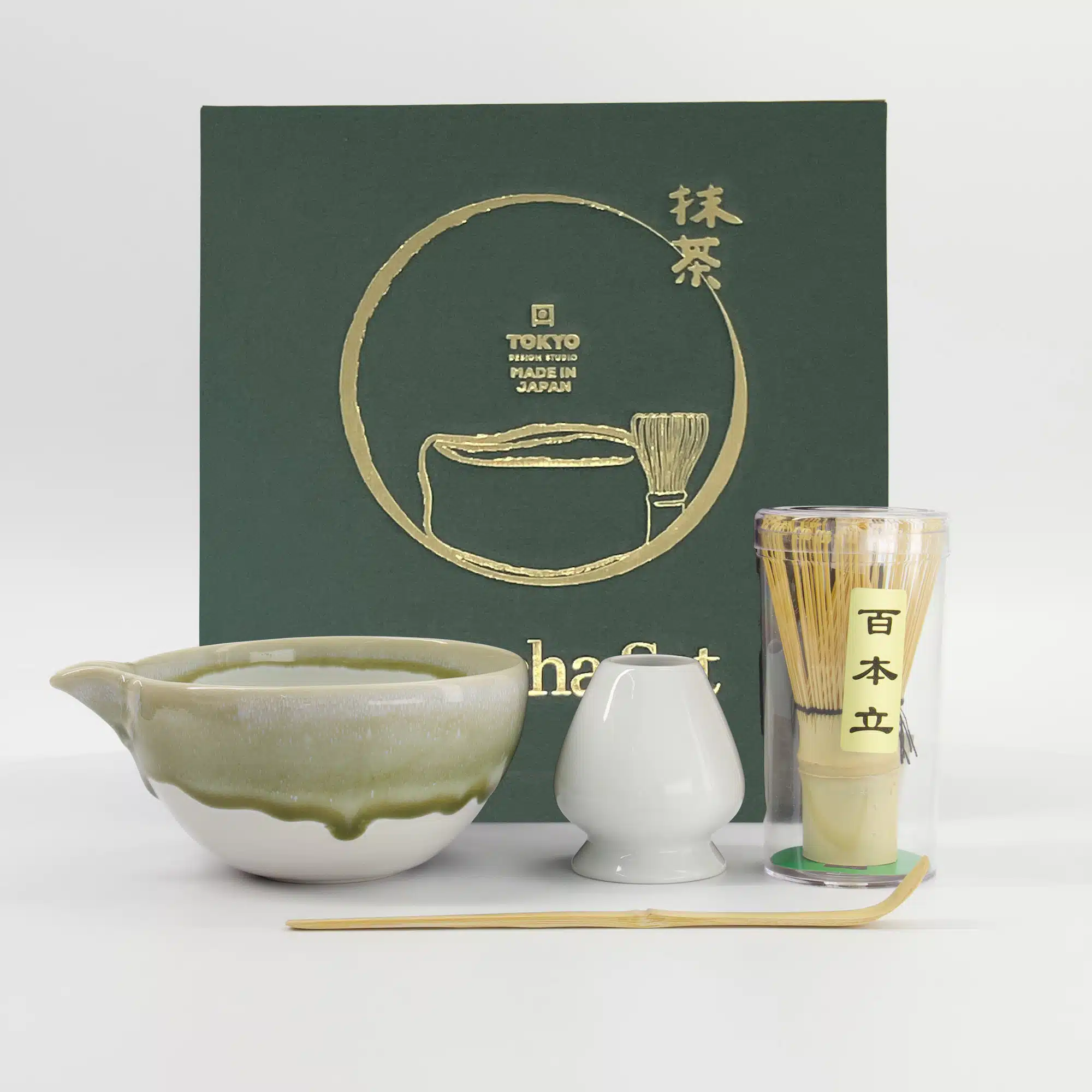 Tokyo Design Studio - Matcha Geschenkset - Sasa Groen - 14.5x6.5cm - 4 Stuks