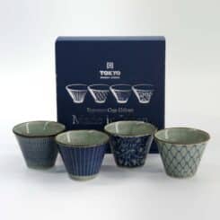 Tokyo Design Studio - Mashiko Espresso Kopjes Geschenkset - 4 Stuks - 7.5x5.3cm - Blauw