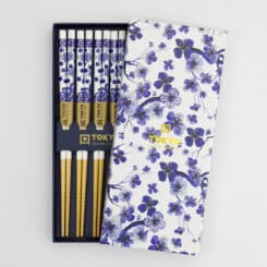 Tokyo Design Studio - Eetstokjes Geschenkset - Blauwe Bloem - 5 Paar