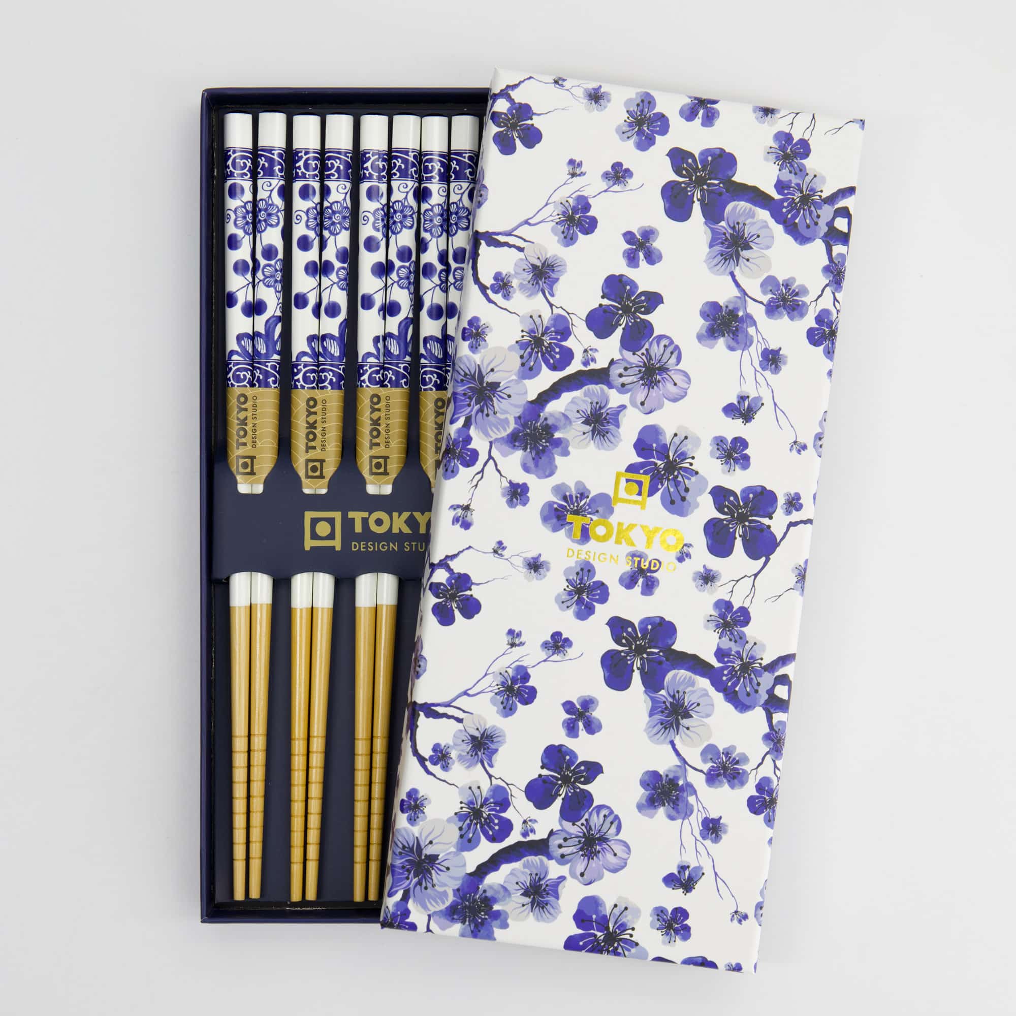 Tokyo Design Studio – Eetstokjes Geschenkset – Blauwe Bloem – 5 Paar