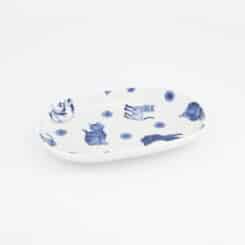 Tokyo Design Studio - Kawaii - Hananeko - Cat - Oval - Plate – 18.7 x 12.8 x 2.5 cm – Blue